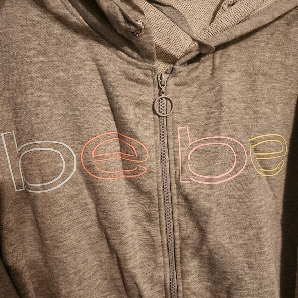 Bebe Sport Gray Multicolor Logo Full Zip Hooded Jacket Sz 3X NWT - Picture 5 of 11
